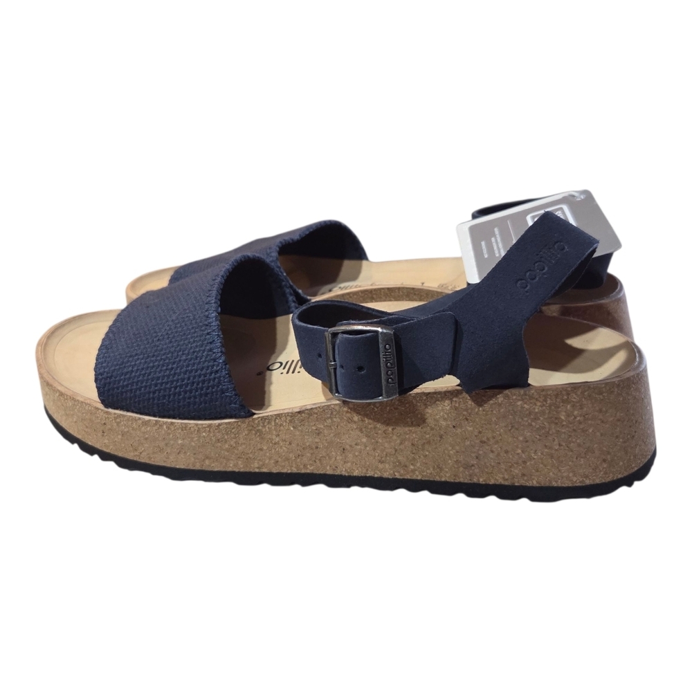 PAPILLIO Birkenstock GLENDA  Strappy Heeled Sandals  Midnight Narrow Fit Sz 11 - Picture 2 of 7